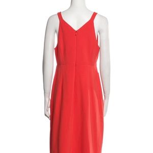 H by Halston Red V-Neck Sleeveless Midi Dress